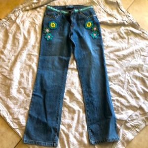 The Denim Tailor Crochét Floral &Rhinestone Jeans